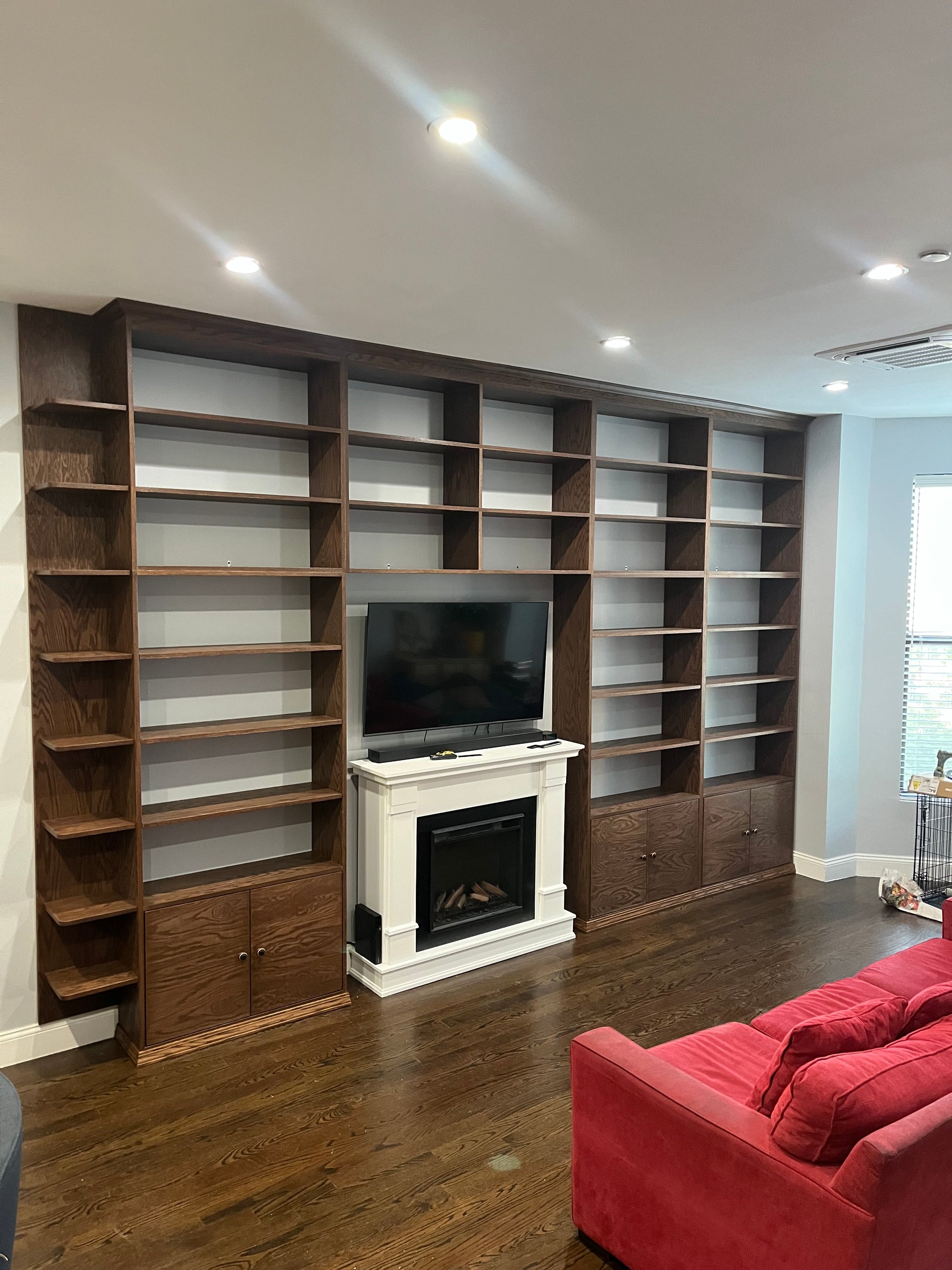 #37 Custom Built-In TV Bookcase Wall Unit Made with Oak
