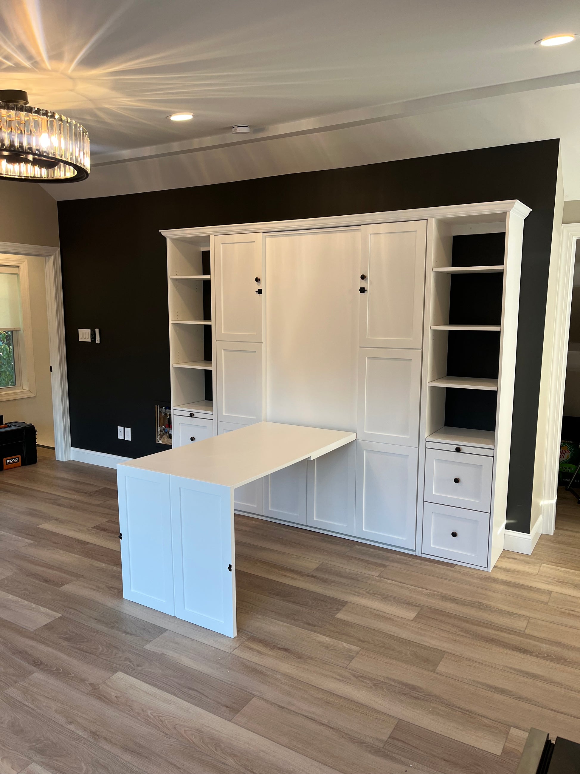 #02 Queen Size Murphy Bed with Extended Table and Storage Cabinets