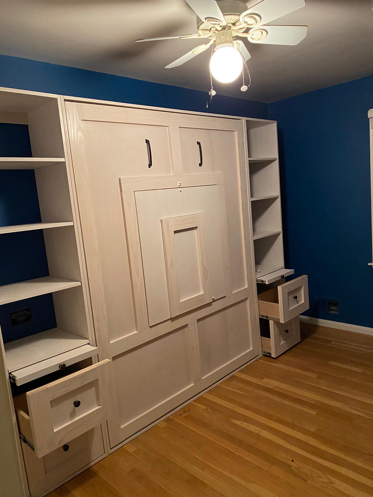 #21 Queen Size Vertical Murphy Bed with Attached Desk and Storage