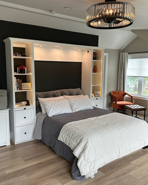 #02 Queen Size Murphy Bed with Extended Table and Storage Cabinets