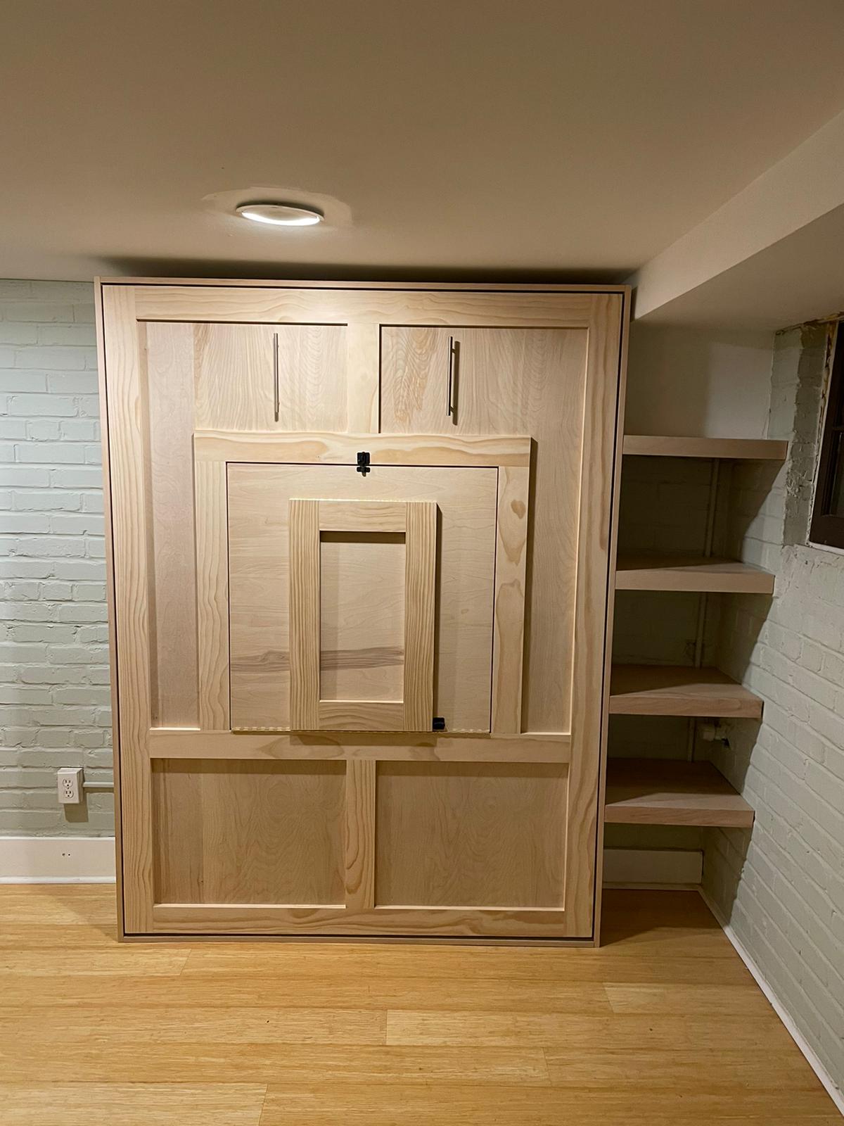 #23 Full Size Murphy Bed/Desk Combo Only. Natural Finish.