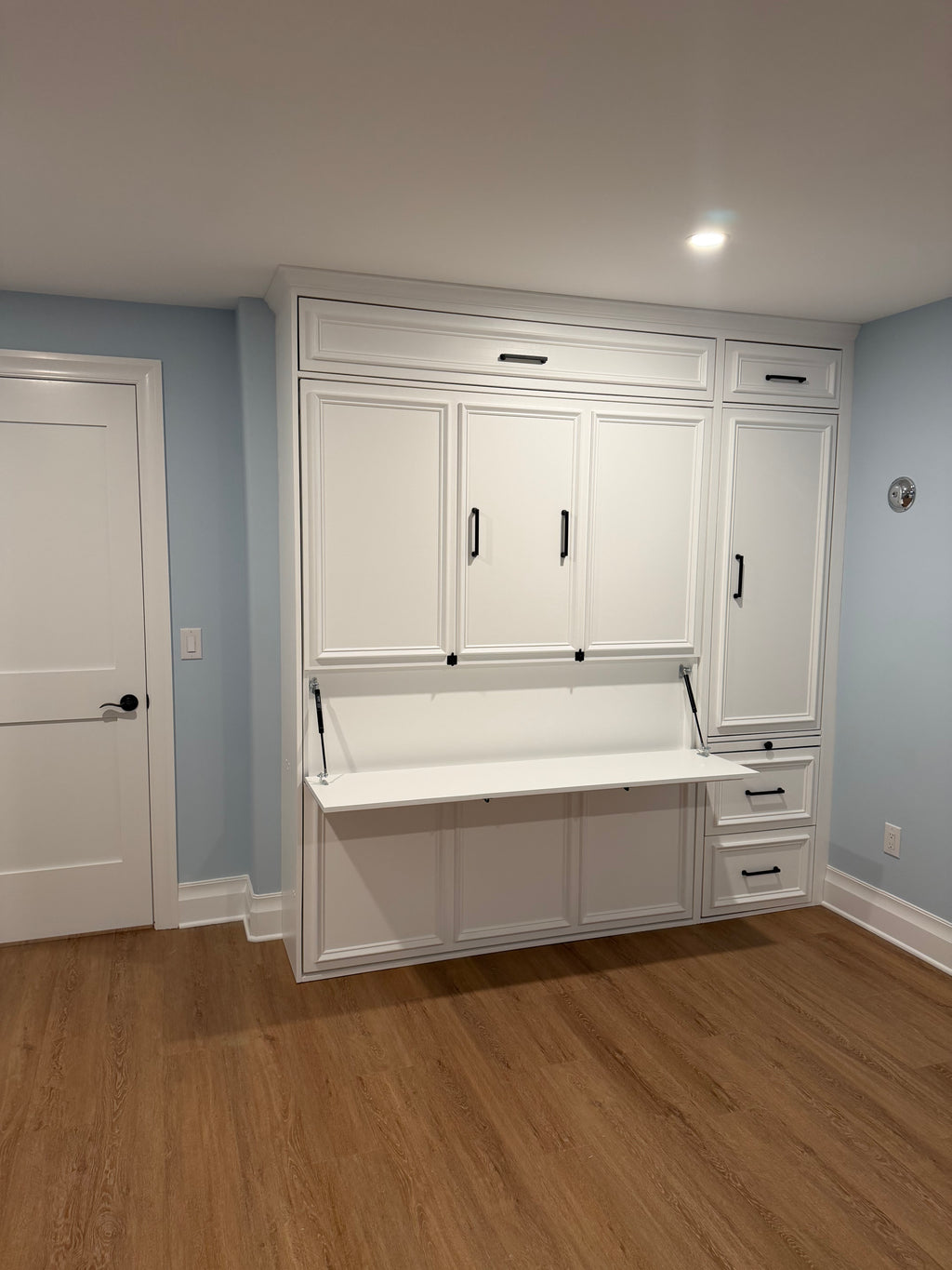 #09 Queen Murphy Bed with Horizontal Desk. Built-in with Swing up Doors