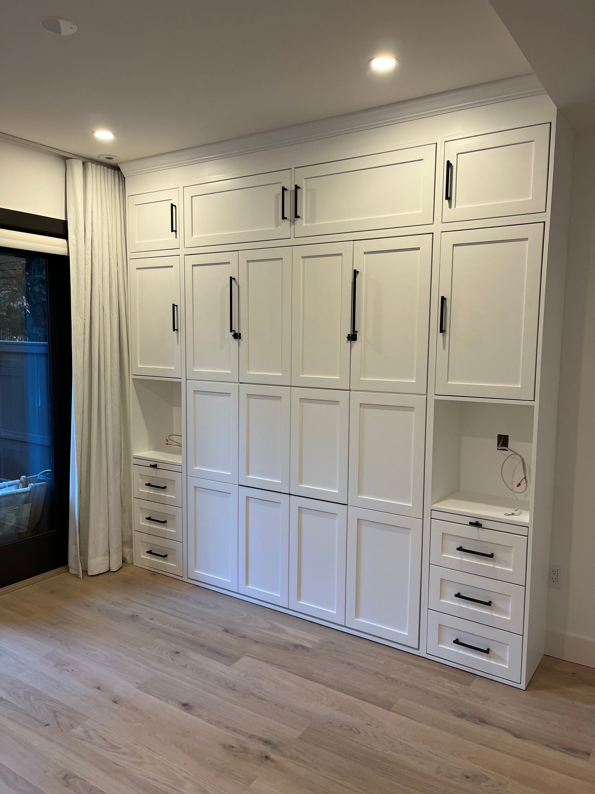 #08 Custom Built-In Queen Murphy Bed with Table and Side Storage Cabinets