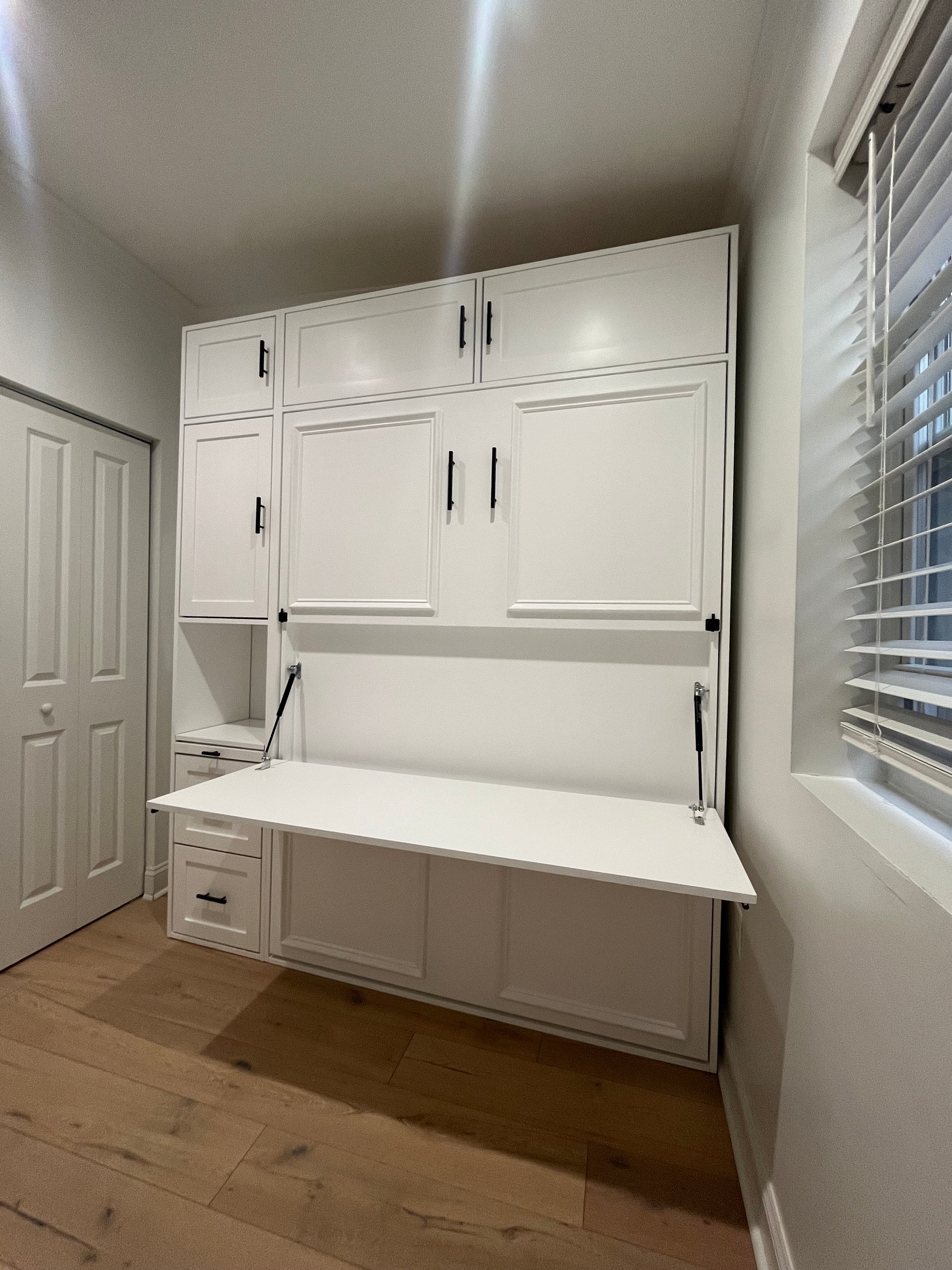 #20 Queen Size Murphy Bed with Full Horizontal Desk and Upper/Side Storage