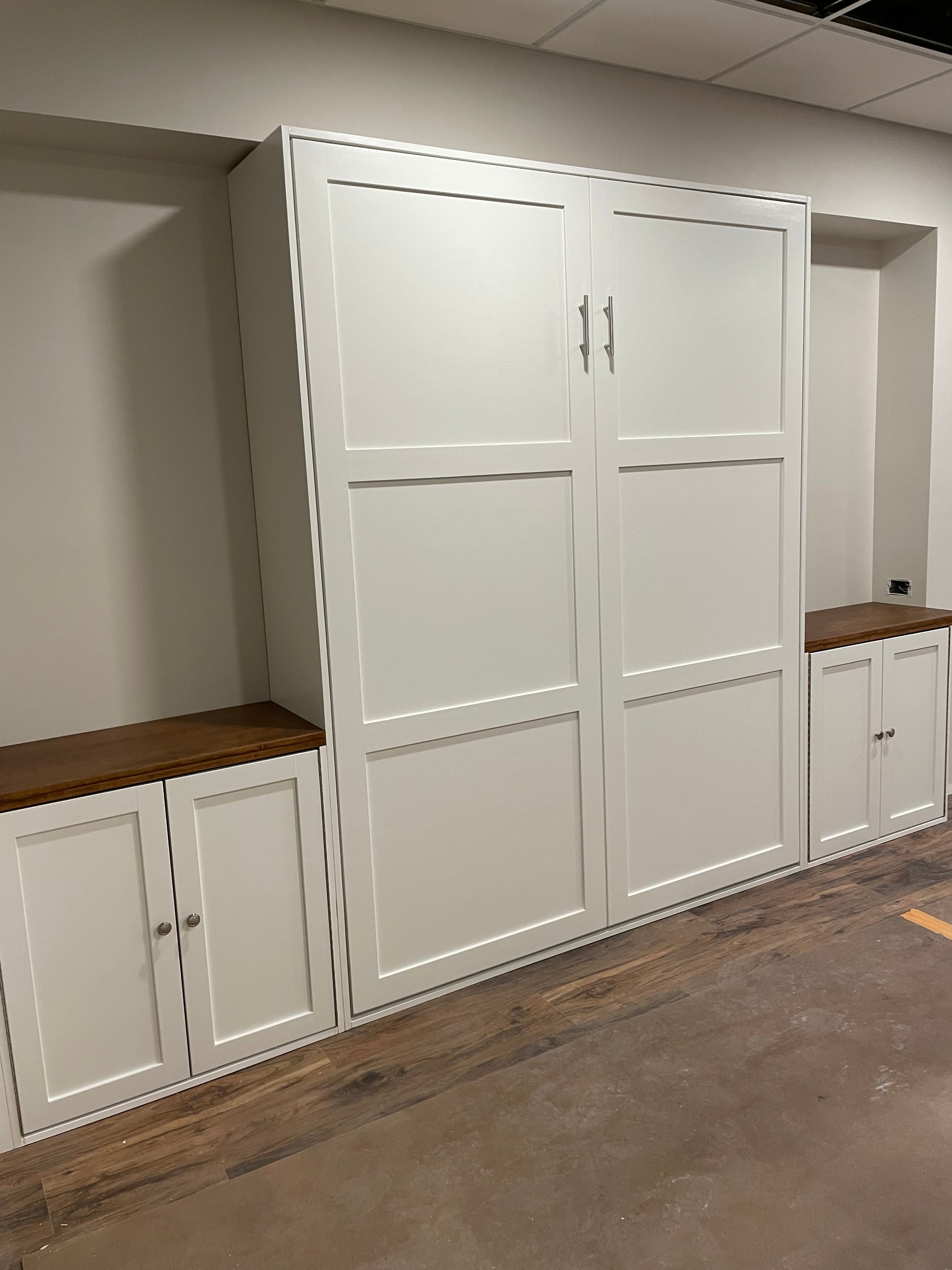 #30 Queen Size Murphy Bed with Side Storage Cabinets and Countertops