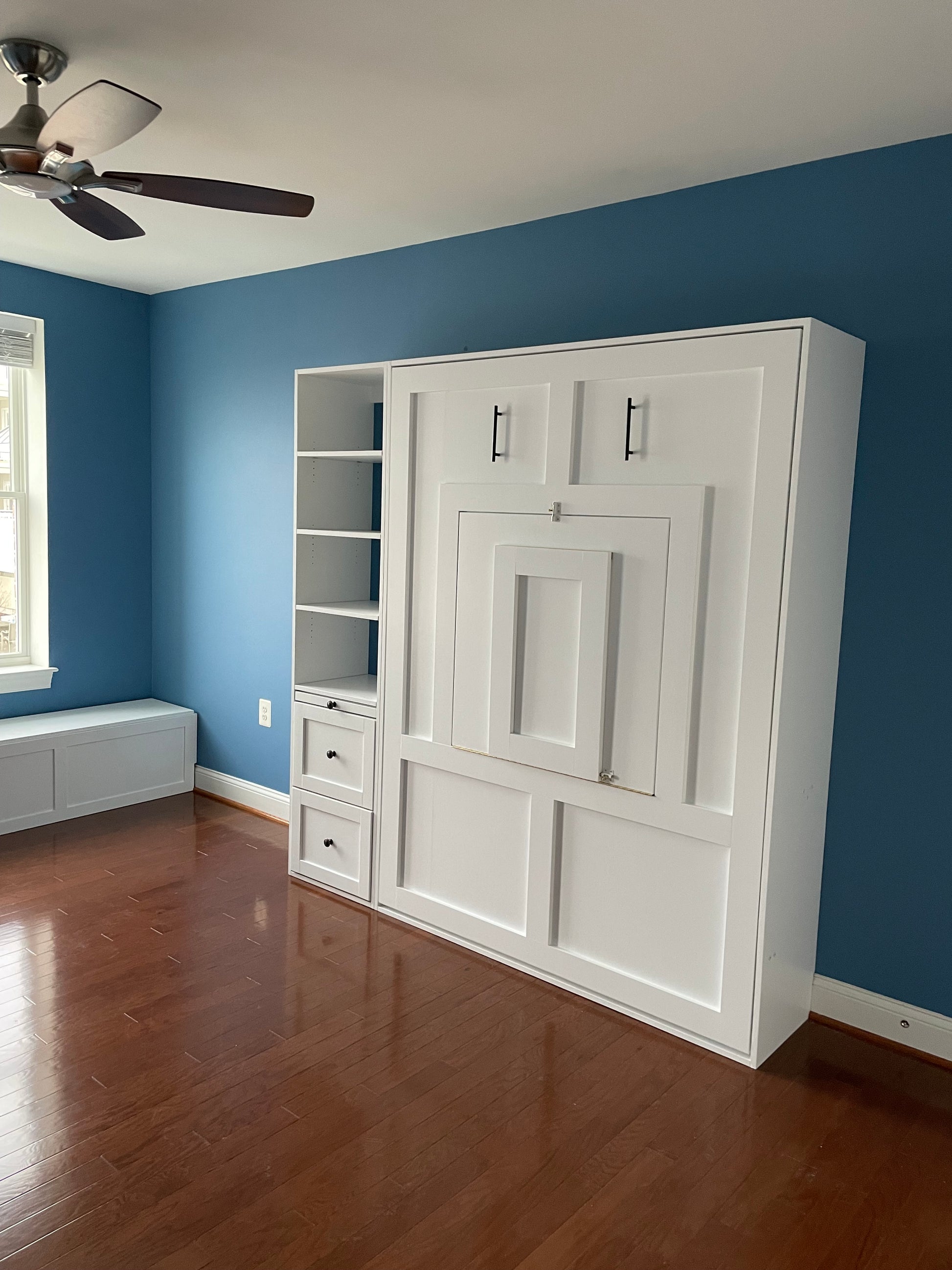 #04 Full Size Murphy Bed with Desk and One Side Storage