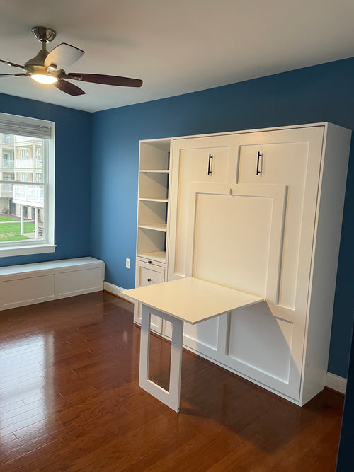 #04 Full Size Murphy Bed with Desk and One Side Storage