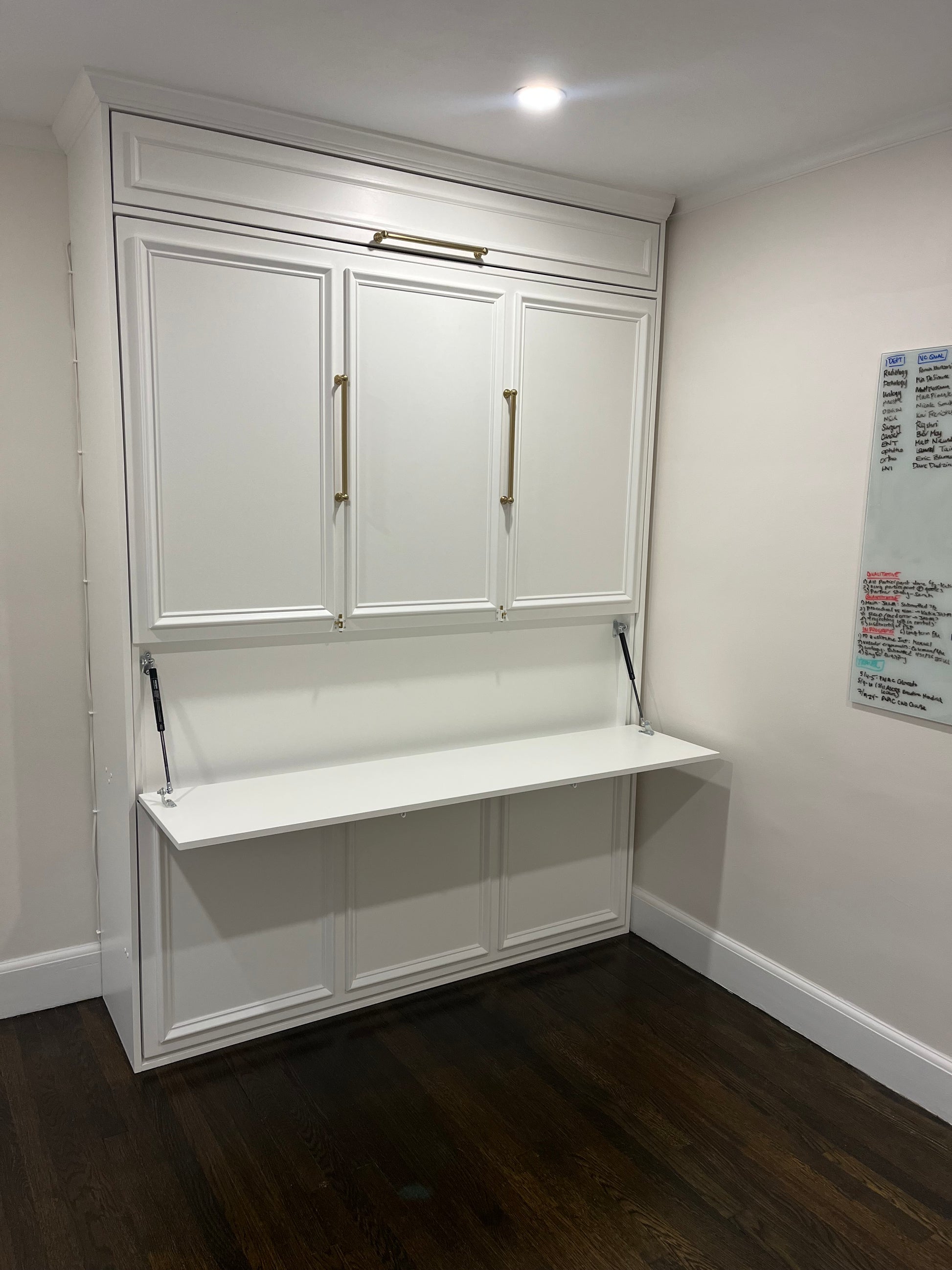 #35 Queen Size Murphy Bed with Horizontal Desk and Upper Storage.