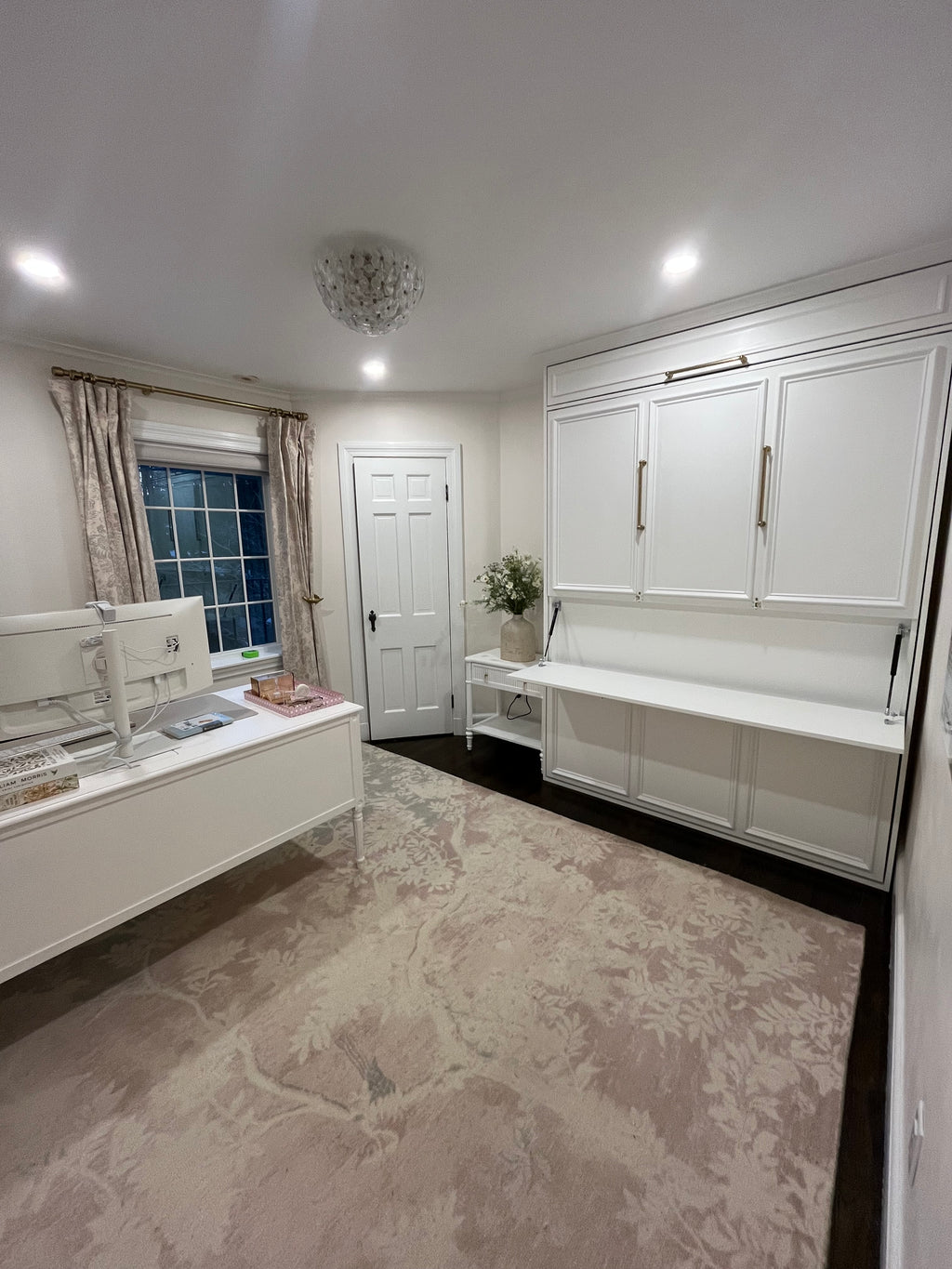 #35 Queen Size Murphy Bed with Horizontal Desk and Upper Storage.