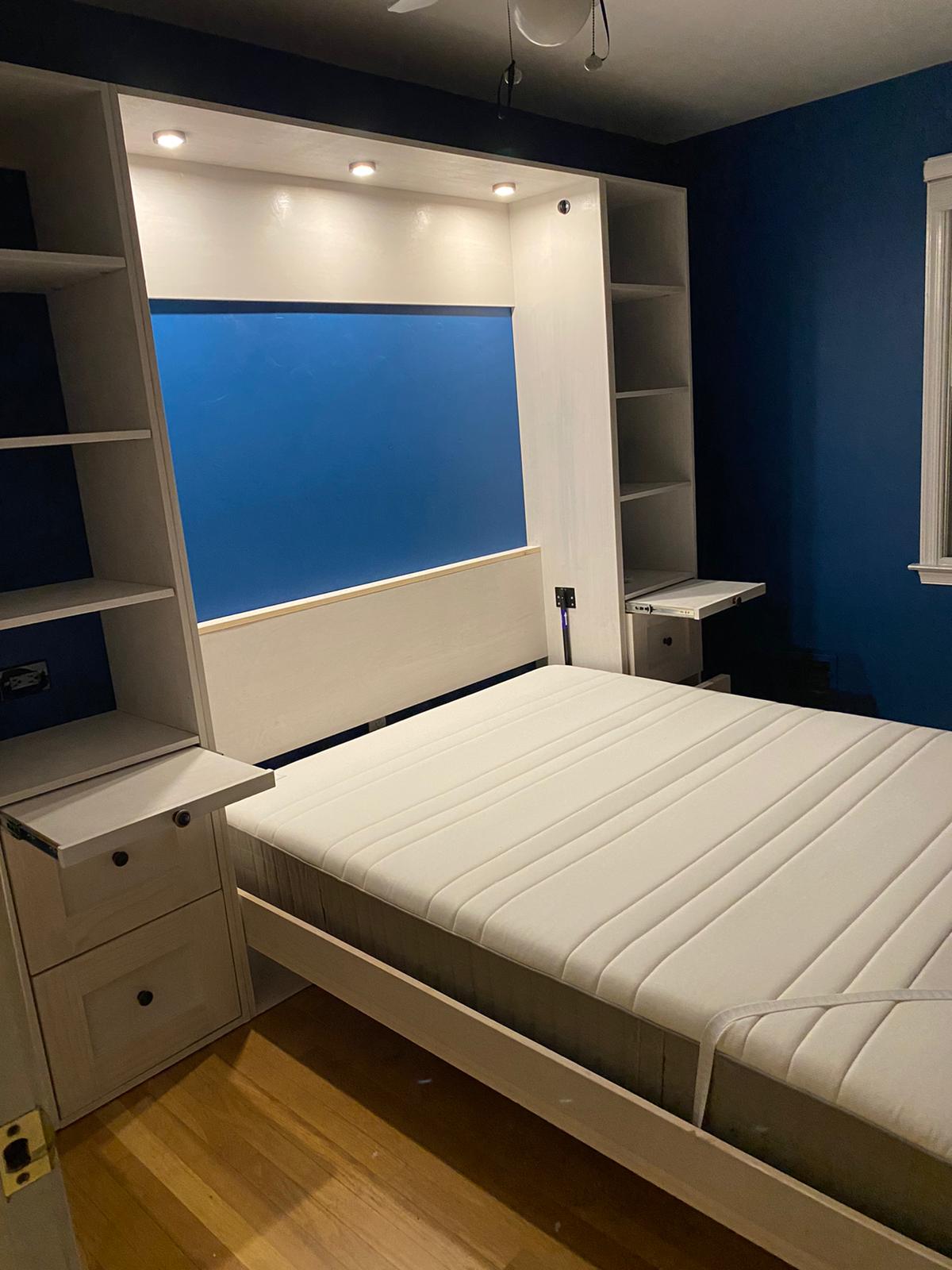 #21 Queen Size Vertical Murphy Bed with Attached Desk and Storage